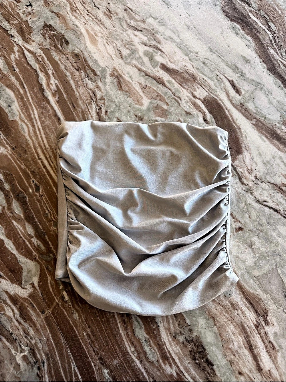 SER.O.YA Ruched strapless tube top in Silver Size Small NWT